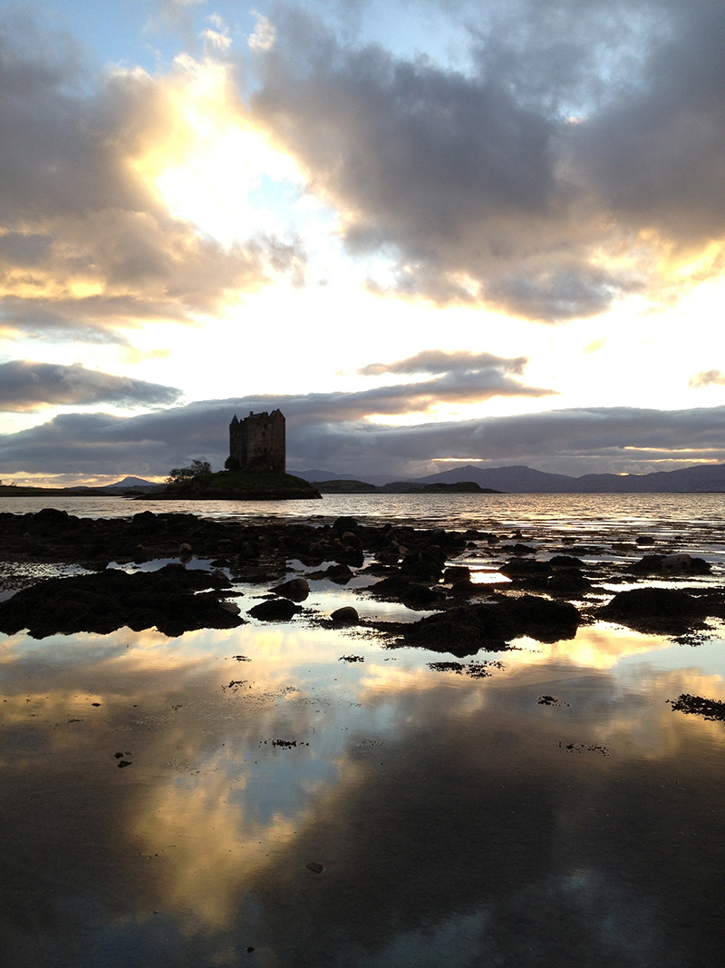 Castle Stalker at sunset, Scotland